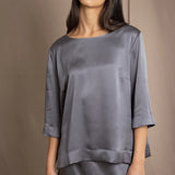 Síoda Bracelet Sleeve Silk Top | Pewter