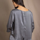 Síoda Bracelet Sleeve Silk Top | Pewter