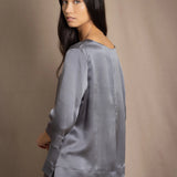 Síoda Bracelet Sleeve Silk Top | Pewter