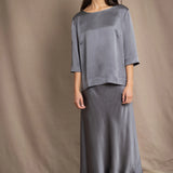 Síoda Flare Silk Skirt | Pewter
