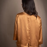 Síoda Bracelet Sleeve Silk Top | Toffee