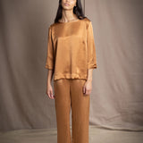 Síoda Bracelet Sleeve Silk Top | Toffee