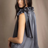 Síoda Gather Silk Halter Top | Pewter