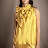 Síoda Pussy Bow Silk Top | Butter