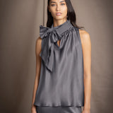 Síoda Pussy Bow Top | Pewter