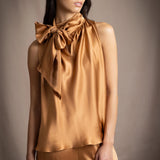 Síoda Pussy Bow Top | Toffee