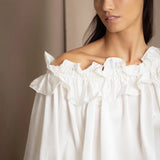 Síoda Bardot Frill Silk Top