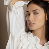 Síoda Bardot Frill Silk Top