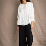 Síoda Bardot Frill Silk Top