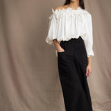 Síoda Bardot Frill Silk Top