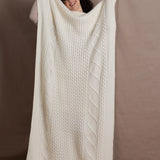 Suaimhneas Cashmere Aran Throw Blanket | Cream