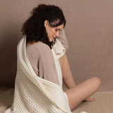 Suaimhneas Cashmere Aran Throw Blanket | Cream