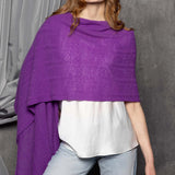 Cashmere Lace Pointelle Summer Wrap in Purple