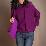 Throwover Cashmere Cardigan | Beetroot/Royal Purple