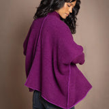 Throwover Cashmere Cardigan | Beetroot/Royal Purple