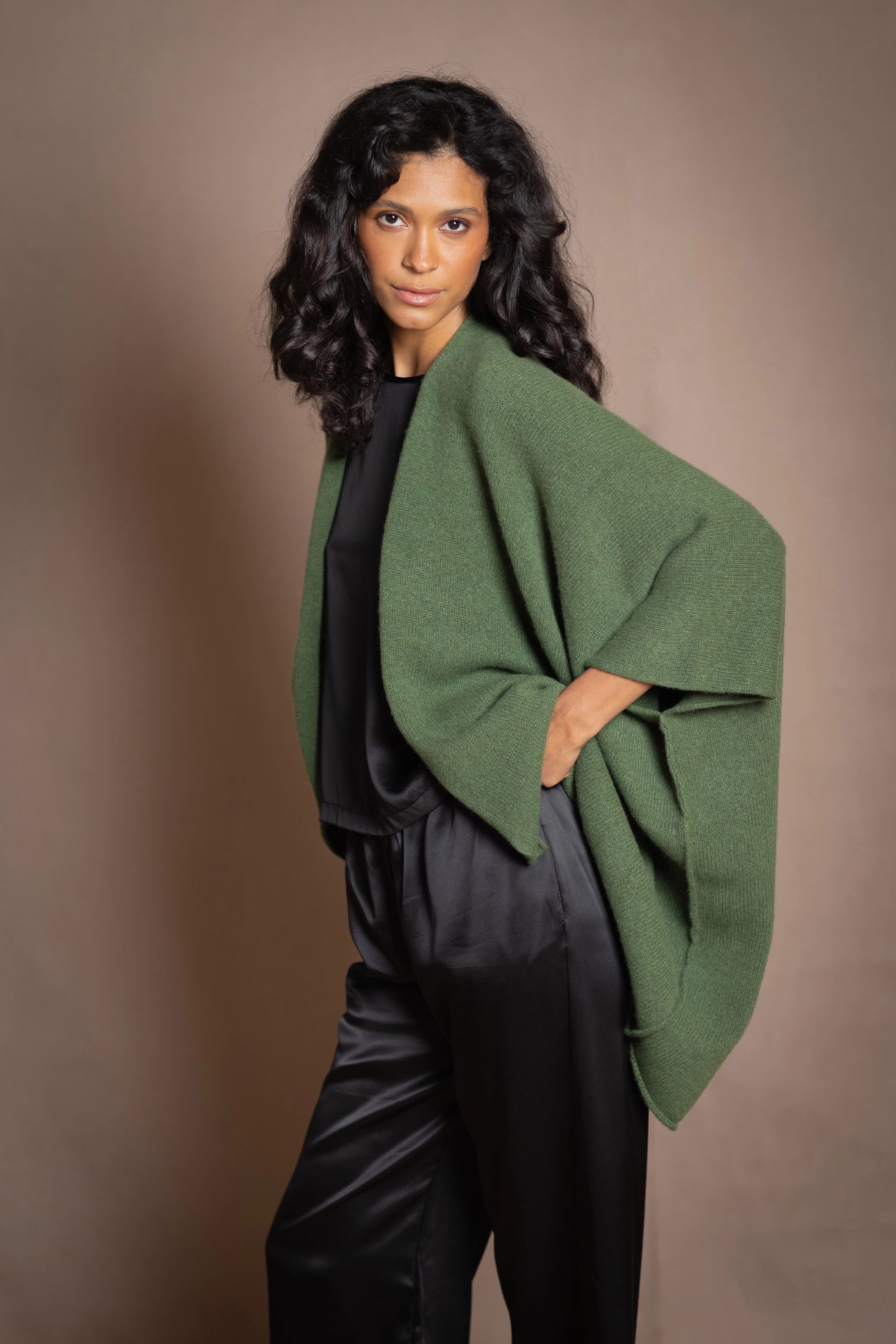 Throwover Cashmere Cardigan | Fern