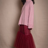 Tulle Slim Skirt | Burgundy