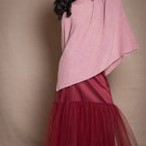 Tulle Slim Skirt | Burgundy