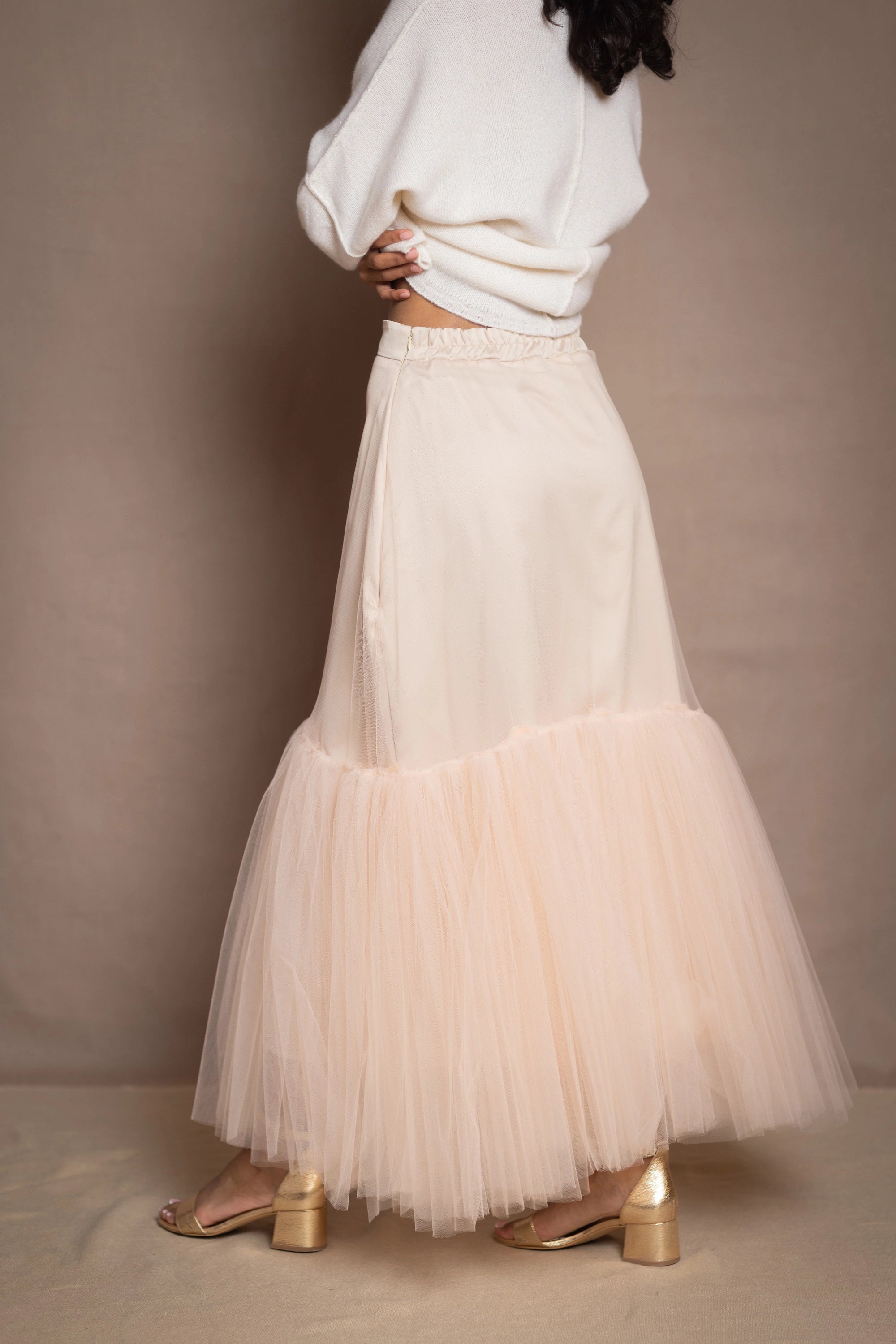 Tulle Slim Skirt | Marshmallow