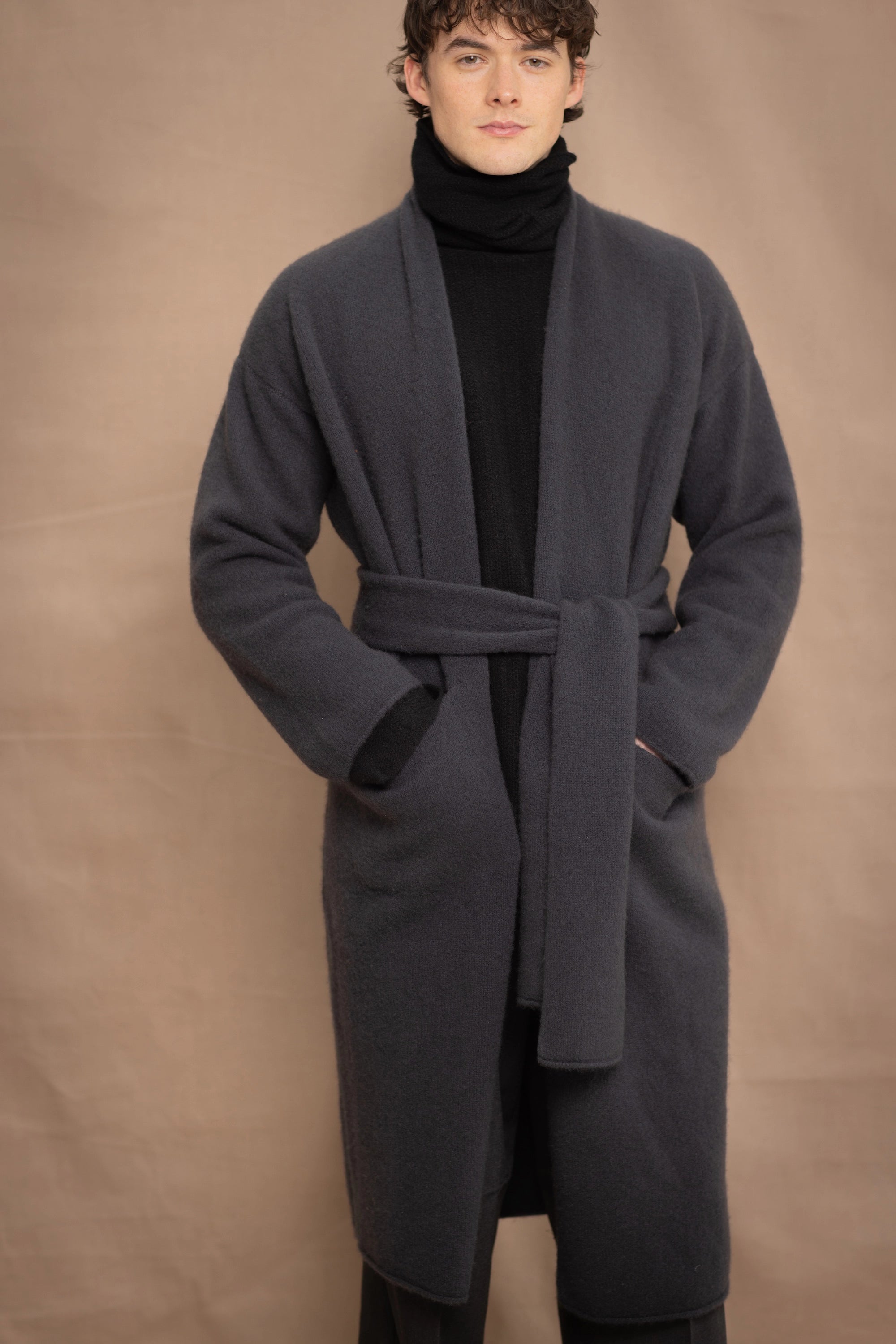Full Bloom Cocoon Cashmere Coat | Ink