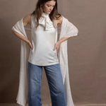 100% Cashmere Lace Wrap Shawl in White