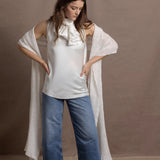 100% Cashmere Lace Wrap Shawl in White