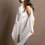 100% Cashmere Lace Wrap Shawl in White