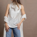 100% Cashmere Lace Wrap Shawl in White