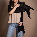 100% Cashmere Lace Wrap Shawl in Black