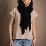 100% Cashmere Lace Wrap Shawl in Black
