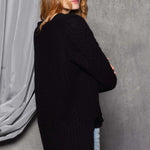 Cashmere Aran Cardigan Sweater in Black