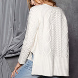 Cashmere Aran Cardigan Sweater in Cream