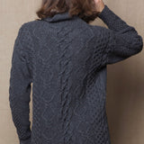 Luxury Cashmere Aran Sweater in Grey