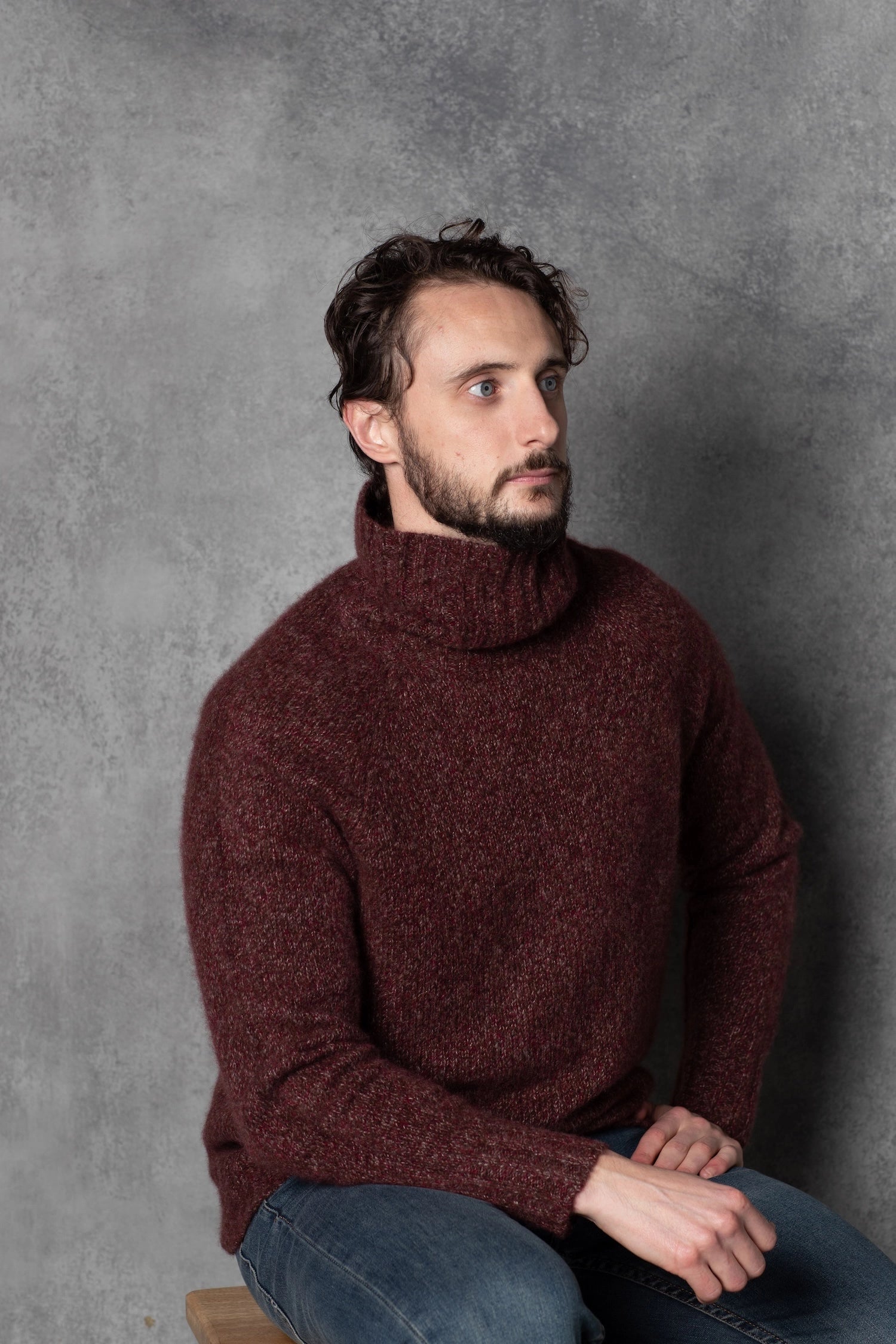 Men's Cashmere Turtleneck Polo Neck Sweater