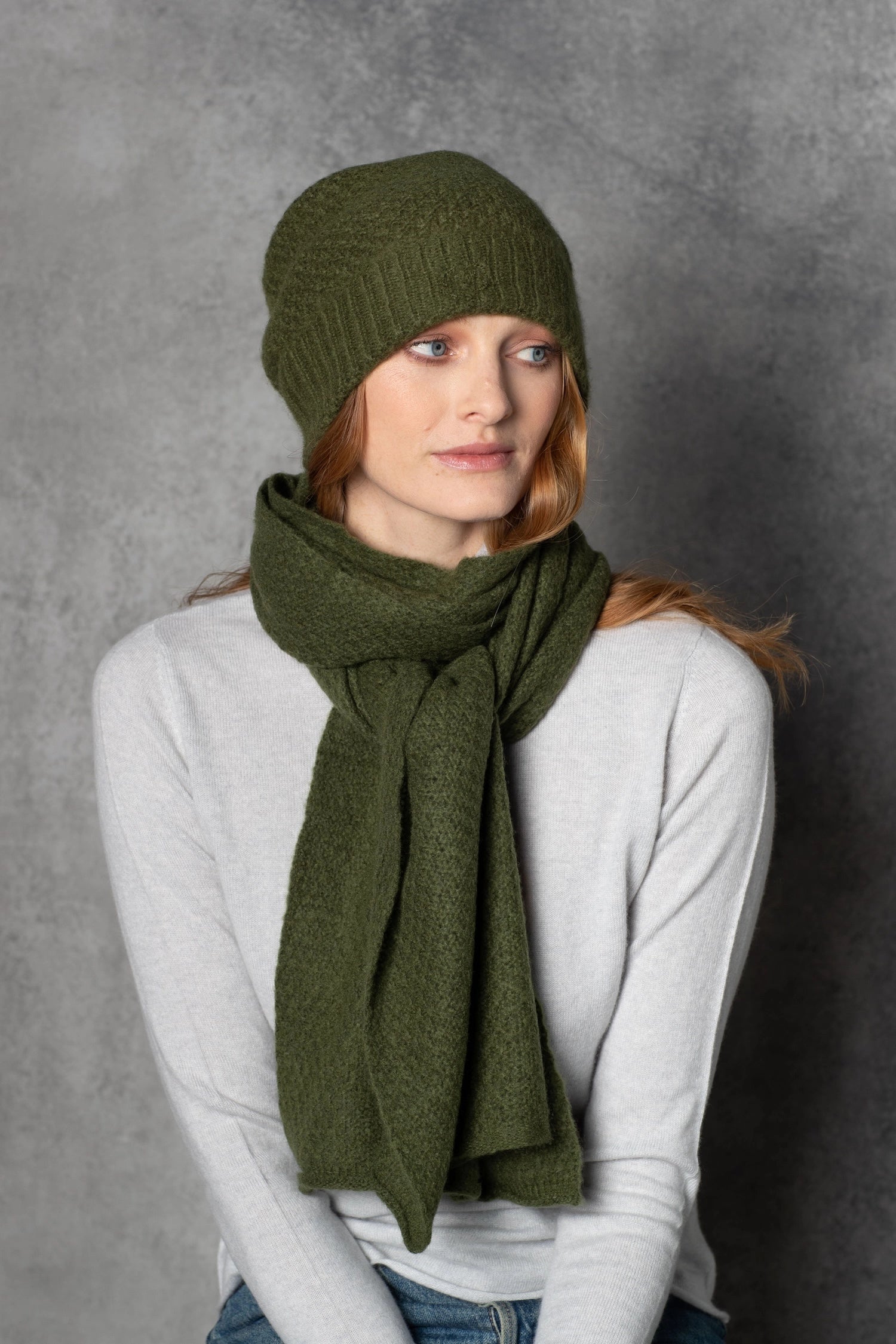 luxury cashmere scarf in green