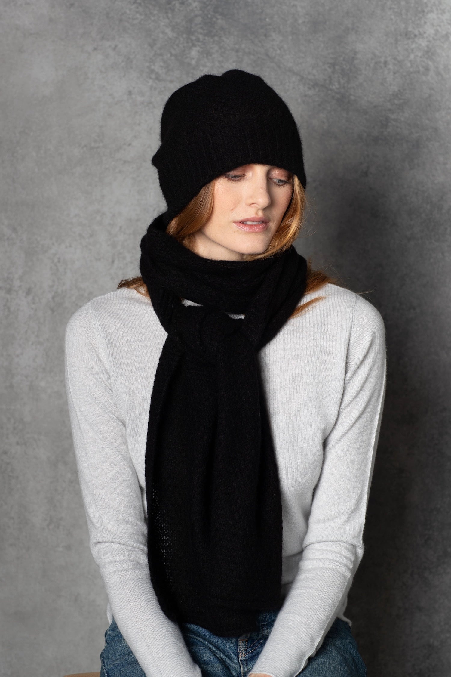 Ada Cashmere Scarf in Black Designed in Ireland – Madigan Cashmere