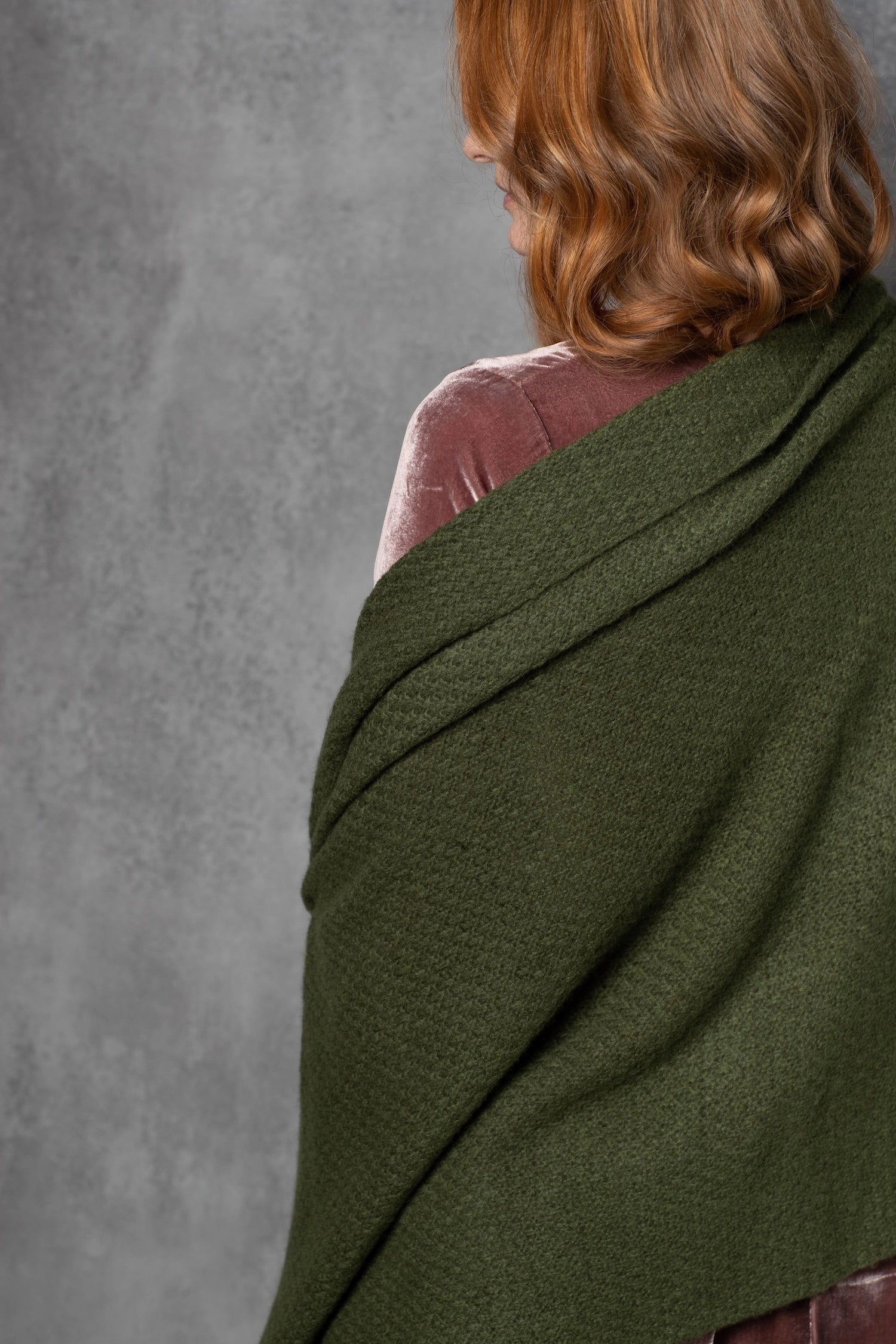 Luxury Cashmere Large Wrap Scarf in Green