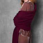 Luxury Cashmere Large Wrap Scarf in Bordeaux 