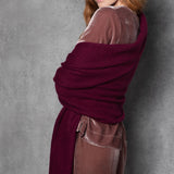 Luxury Cashmere Large Wrap Scarf in Bordeaux 