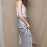 Luxury Silk Skirt in Silver