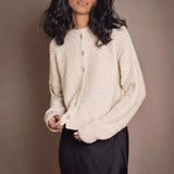 Blackberry Cashmere Aran Cardigan Sweater | Cream