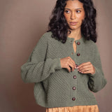 Blackberry Cashmere Aran Cardigan Sweater | Fern