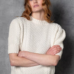 Cashmere Irish Aran Sweater in Cream