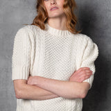 Cashmere Irish Aran Sweater in Cream