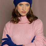 cashmere beanie hat in bright blue