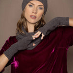 Fingerless Cashmere Gloves in Brown