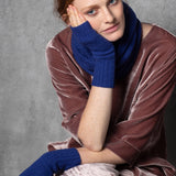 cashmere fingerless gloves in blue