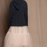 cashmere hoodie sweater in navy