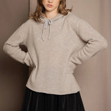 cashmere hoodie sweater in neutral