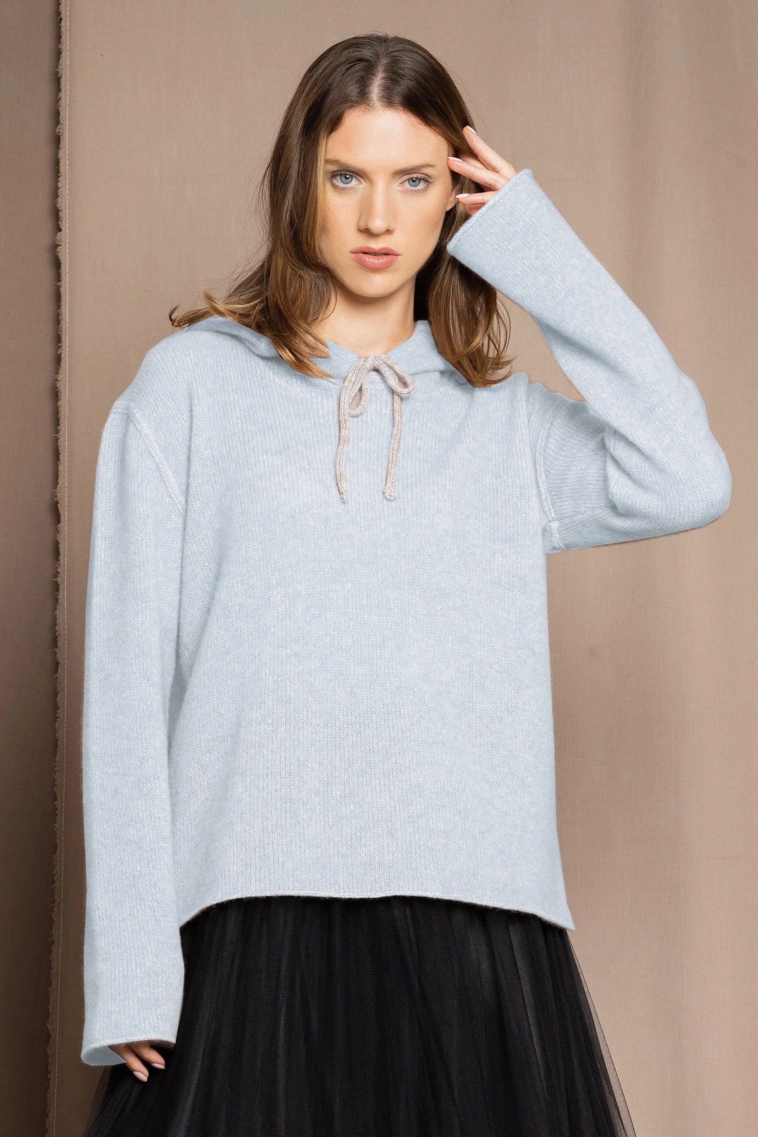 Blue cashmere hoodie shop